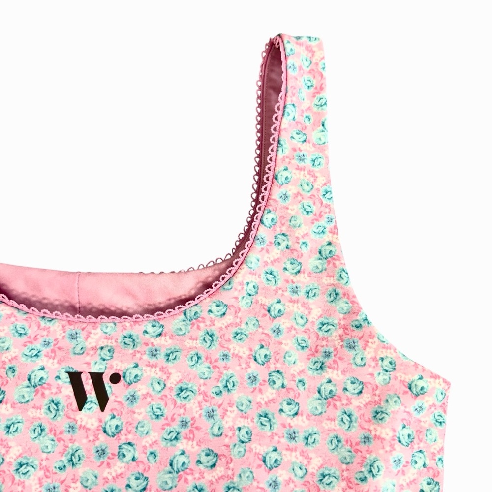 Wear It to Heart Thalia Ric Rac Tank in Shabby Chic Ditsy Pink Size S - Picture 6 of 8